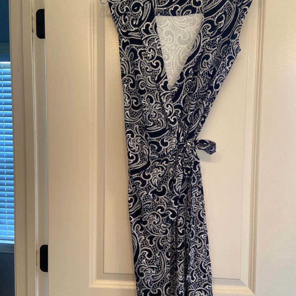 Black and white wrap dress